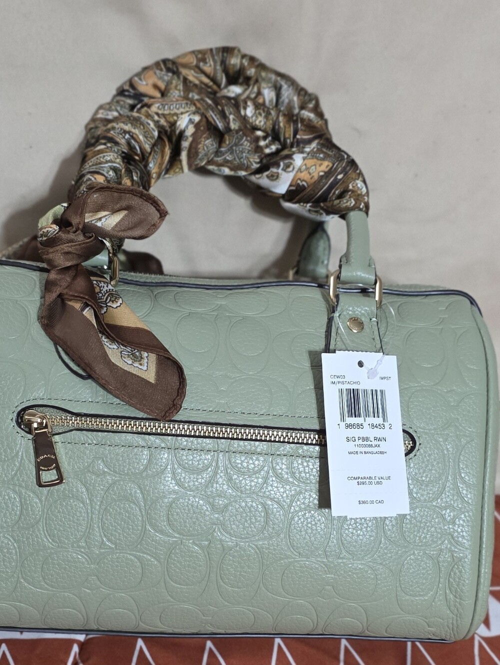 Coach Pistachio Embossed Rowan & matching wristlet - Picture 10 of 13